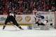 OTTAWA, ON - JANUARY 28: Corey Perry #10 of the Anaheim Ducks and Team Chara takes a shot against Brian Elliott #1 of the St. Louis Blues and Team Alfredsson during the 2012 Molson Canadian NHL All-Star Skills Competition at Scotiabank Place on January 28, 2012 in Ottawa, Ontario, Canada. (Photo by Bruce Bennett/Getty Images)