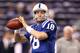 INDIANAPOLIS, IN - JANUARY 08: Peyton Manning #18 of the Indianapolis Colts warms up against the New York Jets during their 2011 AFC wild card playoff game at Lucas Oil Stadium on January 8, 2011 in Indianapolis, Indiana. (Photo by Andy Lyons/Getty Images)
