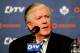 MONTREAL, CANADA - MARCH 3: Toronto Maple Leafs General Manager Brian Burke speaks to the media during a press conference to introduce new head coach Randy Carlyle at the Bell Centre on March 3, 2012 in Montreal, Quebec, Canada. (Photo by Richard Wolowicz/Getty Images)