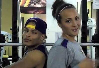 Female Kicker Focused on Spot with LSU