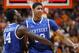 KNOXVILLE, TN - JANUARY 14: Anthony Davis #23 and Michael Kidd-Gilchrist #14 of the Kentucky Wildcats celebrate at the end of the game against the Tennessee Volunteers at Thompson-Boling Arena on January 14, 2012 in Knoxville, Tennessee. Kentucky defeated Tennessee 65-62. (Photo by Joe Robbins/Getty Images)