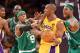 LOS ANGELES, CA - JUNE 17: Kobe Bryant #24 of the Los Angeles Lakers is double-teammed by Rajon Rondo #9 and Paul Pierce #34 of the Boston Celtics in the third quarter of Game Seven of the 2010 NBA Finals at Staples Center on June 17, 2010 in Los Angeles, California. NOTE TO USER: User expressly acknowledges and agrees that, by downloading and/or using this Photograph, user is consenting to the terms and conditions of the Getty Images License Agreement. (Photo by Ronald Martinez/Getty Images)