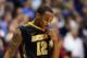 LAWRENCE, KS - FEBRUARY 25: Marcus Denmon #12 of the Missouri Tigers reacts during the game against the Kansas Jayhawks on February 25, 2012 at Allen Fieldhouse in Lawrence, Kansas. (Photo by Jamie Squire/Getty Images)