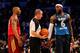ORLANDO, FL - FEBRUARY 26: Kobe Bryant #24 of the Los Angeles Lakers and the Western Conference chats up LeBron James #6 of the Miami Heat and the Eastern Conference after James turned the ball over in the final seconds of the game during the 2012 NBA All-Star Game at the Amway Center on February 26, 2012 in Orlando, Florida. NOTE TO USER: User expressly acknowledges and agrees that, by downloading and or using this photograph, User is consenting to the terms and conditions of the Getty Images License Agreement. (Photo by Ronald Martinez/Getty Images)