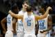 ATLANTA, GA - MARCH 09: Reggie Bullock #35, Tyler Zeller #44, Kendall Marshall #5 and Harrison Barnes #40 of the North Carolina Tar Heels react during their game against the Maryland Terrapins during the Quarterfinals of the 2012 ACC Men's Basketball Conferene Tournament at Philips Arena on March 9, 2012 in Atlanta, Georgia. (Photo by Streeter Lecka/Getty Images)