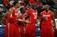 INDIANAPOLIS, IN - MARCH 10: Jared Sullinger #0, Evan Ravenel #30 and Deshaun Thomas #1 of the Ohio State Buckeyes celebrate on the bench against the Michigan Wolverines during their Semifinal game of the 2012 Big Ten Men's Basketball Conference Tournament at Bankers Life Fieldhouse on March 10, 2012 in Indianapolis, Indiana. (Photo by Jonathan Daniel/Getty Images)