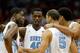 ATLANTA, GA - MARCH 10: Harrison Barnes #40 of the North Carolina Tar Heels huddles with his team against the North Carolina State Wolfpack during the semifinals of the 2012 ACC Men's Basketball Conference Tournament at Philips Arena on March 10, 2012 in Atlanta, Georgia. (Photo by Streeter Lecka/Getty Images)