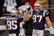 FOXBORO, MA - DECEMBER 06: (L-R) Aaron Hernandez #85 and Rob Gronkowski #87 of the New England Patriots celebrate a play against the New York Jets at Gillette Stadium on December 6, 2010 in Foxboro, Massachusetts. The Patriots won 45-3. (Photo by Jim Rogash/Getty Images)