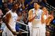 NEW ORLEANS, LA - MARCH 11: Terrence Jones #3 and Eloy Vargas #30 of the Kentucky Wildcats react in the first half against the Vanderbilt Commodores during the championship game of the 2012 SEC Men's Basketball Tournament at New Orleans Arena on March 11, 2012 in New Orleans, Louisiana. (Photo by Chris Graythen/Getty Images)