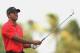 MIAMI, FL - MARCH 11: Tiger Woods watches his tee shot on the ninth hole during the final round of the World Golf Championships-Cadillac Championship on the TPC Blue Monster at Doral Golf Resort And Spa on March 11, 2012 in Miami, Florida. (Photo by Scott Halleran/Getty Images)
