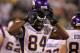 EAST RUTHERFORD, NJ - OCTOBER 11: Randy Moss #84 of the Minnesota Vikings adjusts his helmet against the New York Jets at New Meadowlands Stadium on October 11, 2010 in East Rutherford, New Jersey. The Jets won 29-20. (Photo by Jim McIsaac/Getty Images)