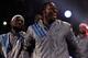 ORLANDO, FL - FEBRUARY 26: (L-R) LeBron James #6 of the Miami Heat and the Eastern Conference and Dwight Howard #12 of the Orlando Magic and the Eastern Conference react during player introductions for the 2012 NBA All-Star Game at the Amway Center on February 26, 2012 in Orlando, Florida. NOTE TO USER: User expressly acknowledges and agrees that, by downloading and or using this photograph, User is consenting to the terms and conditions of the Getty Images License Agreement. (Photo by Ronald Martinez/Getty Images)