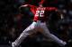 WASHINGTON, DC - SEPTEMBER 25: Drew Storen #22 of the Washington Nationals works the ninth inning against the Atlanta Braves at Nationals Park on September 25, 2011 in Washington, DC. The Washington Nationals won, 3-1. (Photo by Patrick Smith/Getty Images)