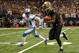 NEW ORLEANS, LA - DECEMBER 04: Wide receiver Robert Meachem #17 of the New Orleans Saints runs past cornerback Eric Wright #21 of the Detroit Lions after a catch for a 67 yard touchdown at Mercedes-Benz Superdome on December 4, 2011 in New Orleans, Louisiana. (Photo by Chris Graythen/Getty Images)