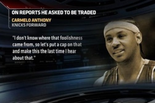 Carmelo Anthony Clears the Air about His So-Called 'Trade Demand'