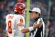 DENVER, CO - JANUARY 1: Kyle Orton #8 of the Kansas City Chiefs talks with an official during the game against the Denver Broncos at Sports Authority Field at Mile High on January 1, 2012 in Denver, Colorado. (Photo by Garrett W. Ellwood/Getty Images)