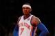 NEW YORK, NY - MARCH 14: Carmelo Anthony #7 of the New York Knicks looks on against the Portland Trail Blazers at Madison Square Garden on March 14, 2012 in New York City. NOTE TO USER: User expressly acknowledges and agrees that, by downloading and/or using this Photograph, user is consenting to the terms and conditions of the Getty Images License Agreement. (Photo by Chris Trotman/Getty Images)