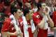 ALBUQUERQUE, NM - MARCH 15: Members of the Wisconsin Badgers cheer for their team from the sidelines in the first half of the game against the Montana Grizzlies during the second round of the 2012 NCAA Men's Basketball Tournament at The Pit on March 15, 2012 in Albuquerque, New Mexico. (Photo by Ronald Martinez/Getty Images)