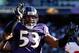 BALTIMORE, MD - JANUARY 15: Jameel McClain #53 of the Baltimore Ravens reacts while playing against the Houston Texans during the AFC Divisional playoff game at M&T Bank Stadium on January 15, 2012 in Baltimore, Maryland. Baltimore won 20-13 in regulation. (Photo by Rob Carr/Getty Images)