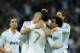 MADRID, SPAIN - MARCH 14: Cristiano Ronaldo (#7) of Real Madrid celebrates with Marcelo (R) after scoring Real's 2nd goal during the UEFA Champions League Round of 16 second leg match between Real Madrid and PFC CSKA Moskva at estadio Santiago Bernabeu on March 14, 2012 in Madrid, Spain. (Photo by Denis Doyle/Getty Images)