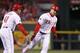 CINCINNATI, OH - SEPTEMBER 15: Chris Heisey #28 of the Cincinnati Reds rounds the bases after hitting a solo home run in the fourth inning against the Chicago Cubs at Great American Ball Park on September 15, 2011 in Cincinnati, Ohio. (Photo by Joe Robbins/Getty Images)