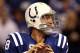 INDIANAPOLIS, IN - JANUARY 08: Quarterback Peyton Manning #18 of the Indianapolis Colts looks to pass against the New York Jets during their 2011 AFC wild card playoff game at Lucas Oil Stadium on January 8, 2011 in Indianapolis, Indiana. The Jets won 17-16. (Photo by Jonathan Daniel/Getty Images)