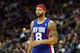 NEWARK, NJ - FEBRUARY 11: Deron Williams #8 of the New Jersey Nets looks on in the first half against the San Antonio Spurs at Prudential Center on February 11, 2012 in Newark, New Jersey. NOTE TO USER: User expressly acknowledges and agrees that, by downloading and or using this photograph, User is consenting to the terms and conditions of the Getty Images License Agreement. (Photo by Chris Chambers/Getty Images)