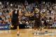 GREENSBORO, NC - MARCH 16: (R-L) Mackey McKnight #11 and John Adams #4 of the Lehigh Mountain Hawks celebrate after a basket in the second half against the Duke Blue Devils during the second round of the 2012 NCAA Men's Basketball Tournament at Greensboro Coliseum on March 16, 2012 in Greensboro, North Carolina. (Photo by Mike Ehrmann/Getty Images)