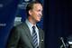 INDIANAPOLIS, IN - MARCH 07: Peyton Manning speaks during a press conference announcing his release from the Indianapolis Colts at Indiana Farm Bureau Football Center on March 7, 2012 in Indianapolis, Indiana. (Photo by Joey Foley/Getty Images)