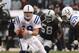 OAKLAND, CA - DECEMBER 16: Peyton Manning #18 of the Indianapolis Colts scrambles during the game against the Oakland Raiders on December 16, 2007 at McAfee Coliseum in Oakland, California. The Colts won 21-14. (Photo by Stephen Dunn/Getty Images)