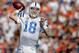 DENVER - SEPTEMBER 26: Quarterback Peyton Manning #18 of the Indianapolis Colts makes a pass against the Denver Broncos during NFL action at INVESCO Field at Mile High on September 26, 2010 in Denver, Colorado. The Colts won 27-13. (Photo by Justin Edmonds/Getty Images)