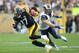 PITTSBURGH, PA - DECEMBER 24: Wide receiver Mike Wallace #17 of the Pittsburgh Steelers rushes past safety Craig Dahl #43 of the St. Louis Rams during the game at Heinz Field on December 24, 2011 in Pittsburgh, Pennsylvania. (Photo by Karl Walter/Getty Images)