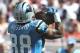 TAMPA, FL - OCTOBER 12: Tight end Dante Rosario #88 of the Carolina Panthers grabs a pass against the Tampa Bay Buccaneers at Raymond James Stadium on October 12, 2008 in Tampa, Florida. (Photo by Al Messerschmidt/Getty Images)