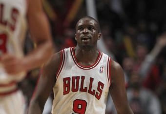 Luol Deng has knocked down one of the Bulls four three point shots tonight.