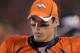 DENVER, CO - SEPTEMBER 12: Quarterback Brady Quinn #9 of the Denver Broncos looks on from the bench against the Oakland Raiders at Sports Authority Field at Mile High on September 12, 2011 in Denver, Colorado. The Raiders defeated the Broncos 23-20. (Photo by Doug Pensinger/Getty Images)
