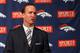 ENGLEWOOD, CO - MARCH 20: Quarterback Peyton Manning speaks during a news conference announcing his contract with the Denver Broncos in the team meeting room at the Paul D. Bowlen Memorial Broncos Centre on March 20, 2012 in Englewood, Colorado. Manning, entering his 15th NFL season, was released by the Indianapolis Colts on March 7, 2012, where he had played his whole career. It has been reported that Manning will sign a five-year, $96 million offer. (Photo by Justin Edmonds/Getty Images)