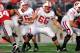 COLUMBUS, OH - OCTOBER 10: Offensive lineman Peter Konz #66 of the Wisconsin Badgers blocks against the Ohio State Buckeyes at Ohio Stadium on October 10, 2009 in Columbus, Ohio. (Photo by Jamie Sabau/Getty Images)