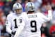KANSAS CITY, MO - DECEMBER 24: Sebastian Janikowski #11 of the Oakland Raiders is congratulated by Shane Lechler #9 after kicking a game-winning field goal in overtime as the Raiders defeat the Kansas City Chiefs 16-13 to win the game on December 24, 2011 at Arrowhead Stadium in Kansas City, Missouri. (Photo by Jamie Squire/Getty Images)