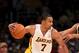 LOS ANGELES, CA - MARCH 18: Ramon Sessions #7 of the Los Angeles Lakers drives against the Utah Jazz at Staples Center on March 18, 2012 in Los Angeles, California. NOTE TO USER: User expressly acknowledges and agrees that, by downloading and or using this photograph, User is consenting to the terms and conditions of the Getty Images License Agreement. (Photo by Stephen Dunn/Getty Images)