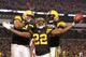 PITTSBURGH, PA - DECEMBER 08: William Gay #22 of the Pittsburgh Steelers celebrates with teammates James Harrison #92 and Cameron Heyward #97 following his interception in the endzone in the second half against the Cleveland Browns during the game on December 8, 2011 at Heinz Field in Pittsburgh, Pennsylvania. (Photo by Jared Wickerham/Getty Images)