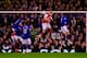 LIVERPOOL, ENGLAND - MARCH 21: Arsenal player Thomas Vermaelen (c) scores the first goal during the Barclays Premier League match between Everton v Arsenal at Goodison Park on March 21, 2012 in Liverpool, England. (Photo by Stu Forster/Getty Images)