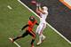 CORVALLIS, OR - NOVEMBER 5: Tight end Coby Fleener #82 of the Stanford Cardinal makes a catch over safety Ryan Murphy #25 of the Oregon State Beavers on November 5, 2011 at Reser Stadium in Corvallis, Oregon. (Photo by Craig Mitchelldyer/Getty Images)