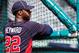 JUPITER, FL - MARCH 13: Jason Heyward #22 of the Atlanta Braves looks on during batting practice before a game against the Miami Marlins at Roger Dean Stadium on March 13, 2012 in Jupiter, Florida. (Photo by Sarah Glenn/Getty Images)