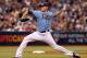 ST PETERSBURG, FL - OCTOBER 04: Pitcher Matt Moore #55 of the Tampa Bay Rays pitches against the Texas Rangers during Game Four of the American League Division Series at Tropicana Field on October 4, 2011 in St. Petersburg, Florida. (Photo by J. Meric/Getty Images)