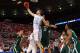 ST. LOUIS, MO - MARCH 23: Tyler Zeller #44 of the North Carolina Tar Heels grabs a rebound in the first half against Ivo Baltic #23 and Jon Smith #21 of the Ohio Bobcats during the 2012 NCAA Men's Basketball Midwest Regional Semifinal at Edward Jones Dome on March 23, 2012 in St. Louis, Missouri. (Photo by Dilip Vishwanat/Getty Images)