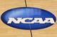 OKLAHOMA CITY - MARCH 20: A detail of a NCAA logo decal is seen at center court as the Kansas State Wildcats play against the Brigham Young Cougars during the second round of the 2010 NCAA men's basketball tournament at Ford Center on March 20, 2010 in Oklahoma City, Oklahoma. (Photo by Ronald Martinez/Getty Images)