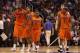 PHOENIX, AZ - MARCH 22: (L-R) Patric Young #4, Bradley Beal #23, Erving Walker #11, Erik Murphy #33 and Kenny Boynton #1 of the Florida Gators walk on the court after a time out while taking on the Marquette Golden Eagles during the 2012 NCAA Men's Basketball West Regional Semifinal game at US Airways Center on March 22, 2012 in Phoenix, Arizona. (Photo by Christian Petersen/Getty Images)