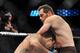 DALLAS - SEPTEMBER 19: UFC fighter Vito Belfort (L) battles UFC fighter Rich Franklin (R) during their Catch weight bout at UFC 103: Franklin vs. Belfort at the American Airlines Center on September 19, 2009 in Dallas, Texas. (Photo by Jon Kopaloff/Getty Images)