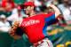 BRADENTON, FL - MARCH 16: Pitcher Cliff Lee #33 of the Philadelphia Phillies pitches against the Pittsburgh Pirates during a Grapefruit League Spring Training Game at McKechnie Field on March 16, 2011 in Bradenton, Florida. (Photo by J. Meric/Getty Images)