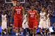 LAWRENCE, KS - DECEMBER 10: Amir Williams #23 and Lenzelle Smith, Jr. of the Ohio State Buckeyes walk back upcourt after a timeout during the game against the Kansas Jayhawks on December 10, 2011 at Allen Fieldhouse in Lawrence, Kansas. (Photo by Jamie Squire/Getty Images)